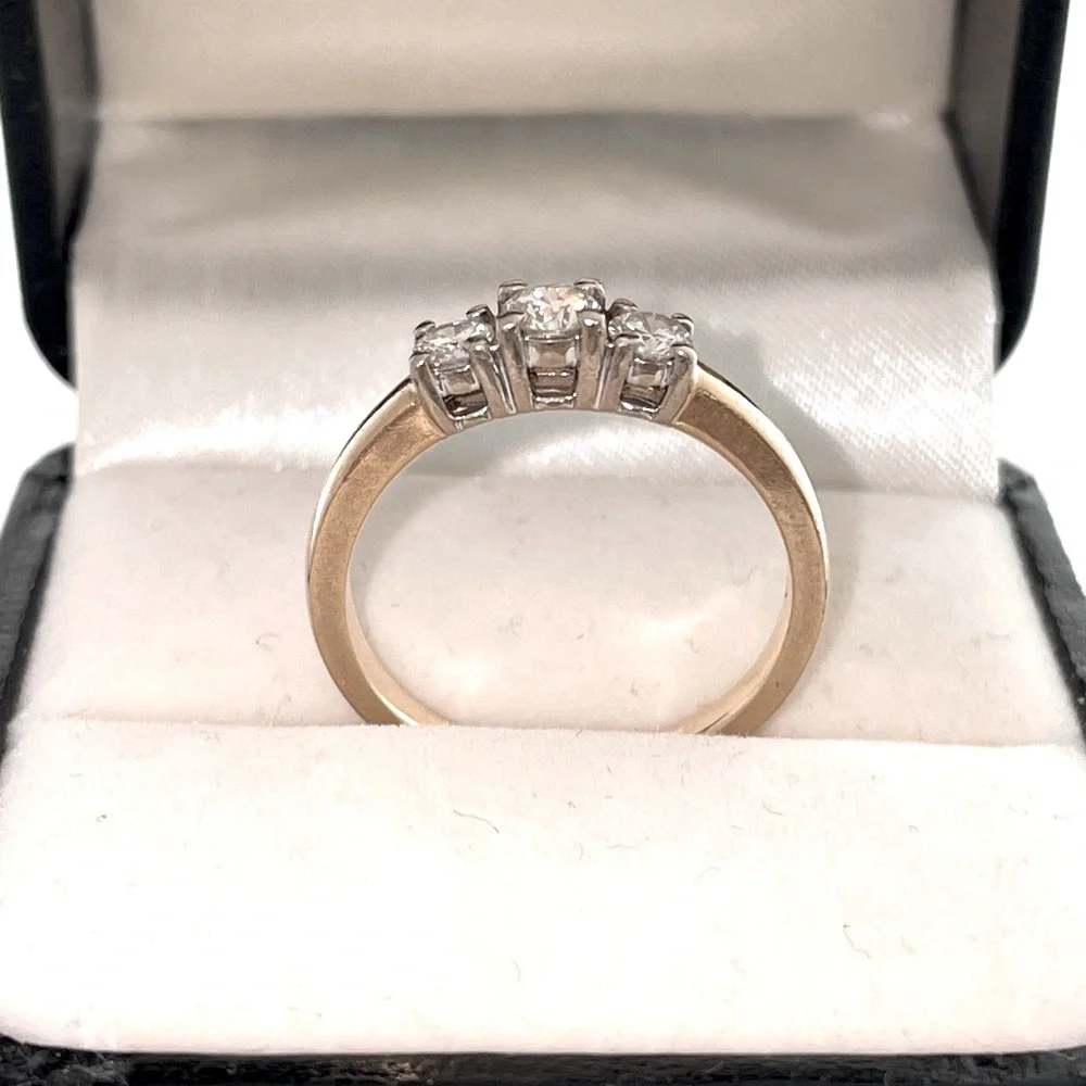 Solid Stamped 14K Yellow & White Gold 1/2CTW Natural Diamond Band Ring 3 Three